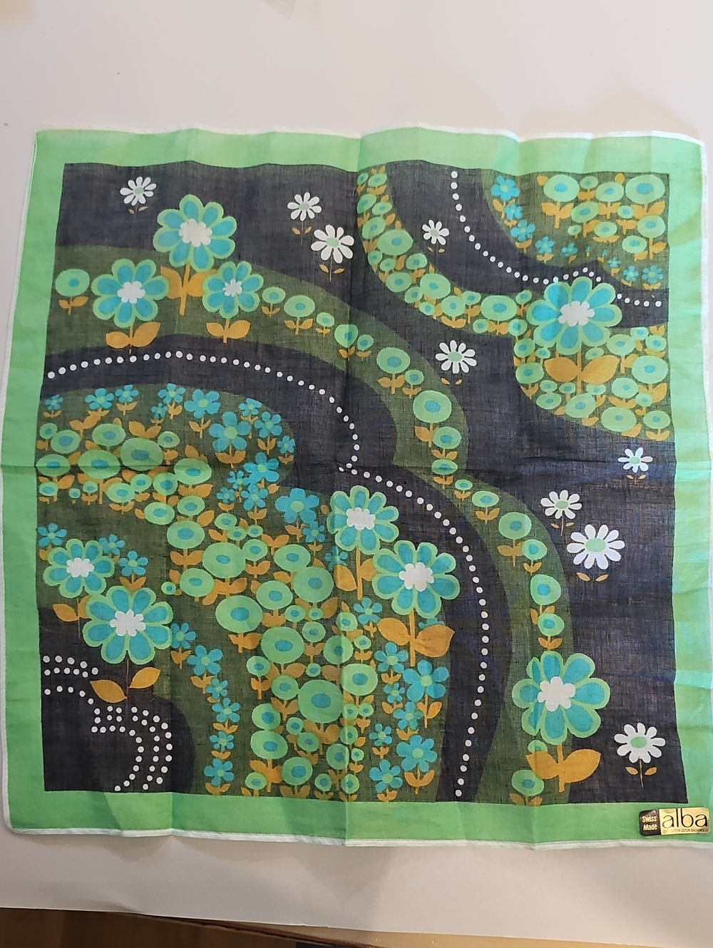 Alba Green & Teal Floral Square Scarf